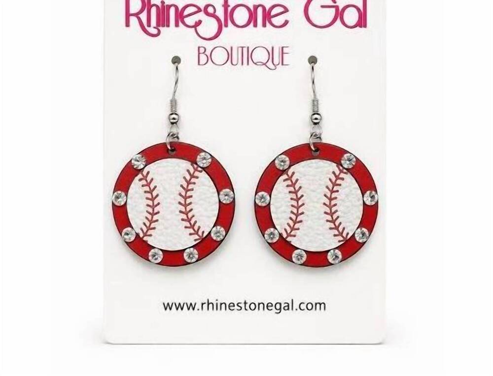 NEW SOUTHERN ATTITUDE women's rhinestone baseball earrings in wood